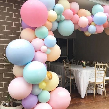 100 Adet Makaron (Pastel) Balon + Balon Zinciri + Balon pompası